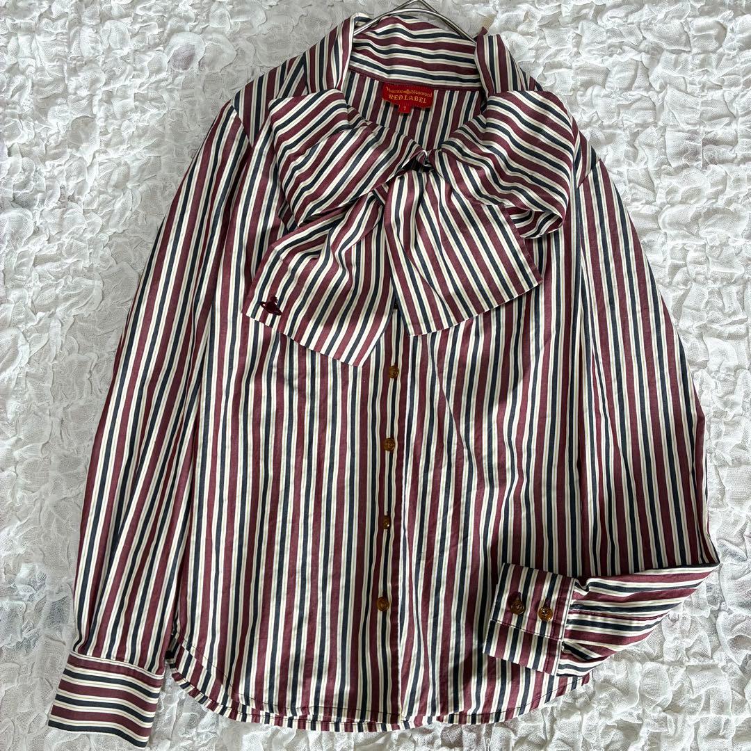 ヴィヴィアンウエストウッド ストライプ オーブ ビッグリボン リボンタイ シャツ