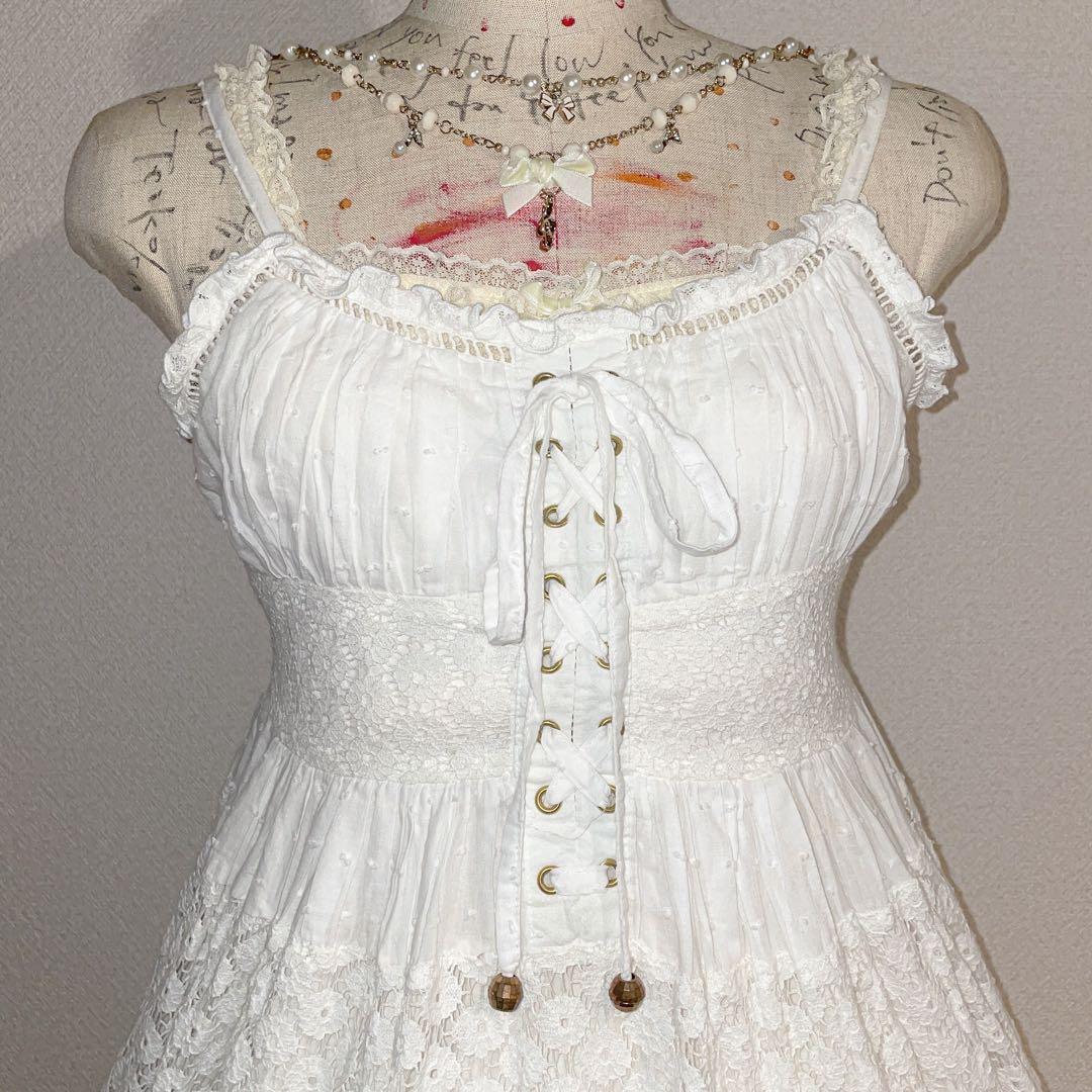 00s 希少 LIZLISA 総レースコルセット風レースアップキャミワンピ 姫系