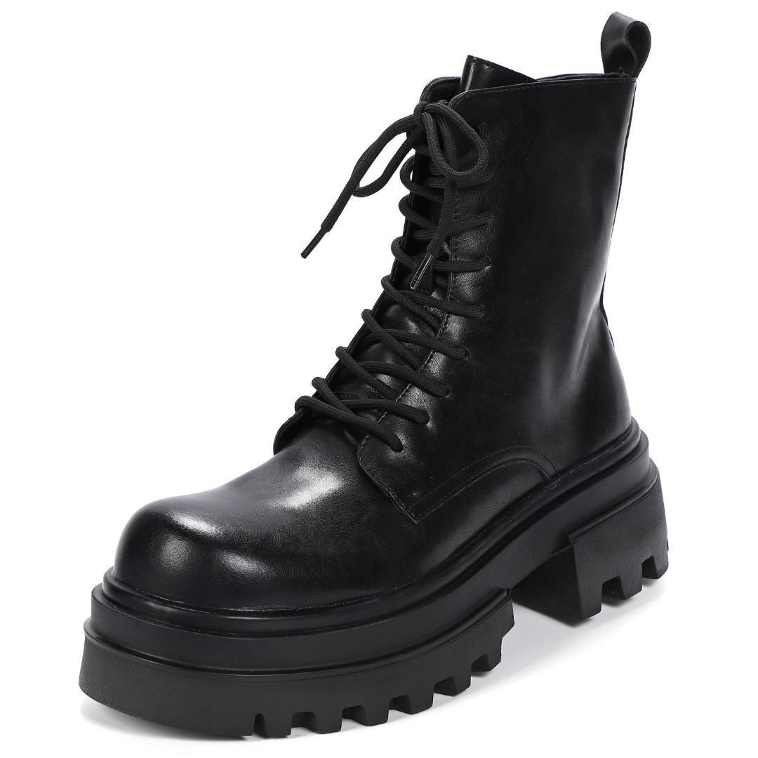 26cm/最大10cm身長UPメンズシークレットブーツ厚底靴スタイルアップジップ