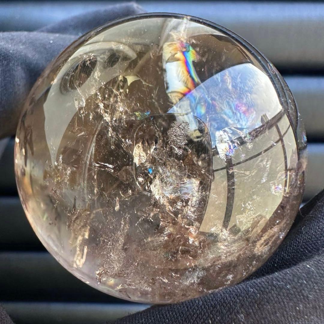 爆アレ❗️ 開運 魔除 ❗️レインボー☆スモーキークォーツ丸玉☆天然石A1529