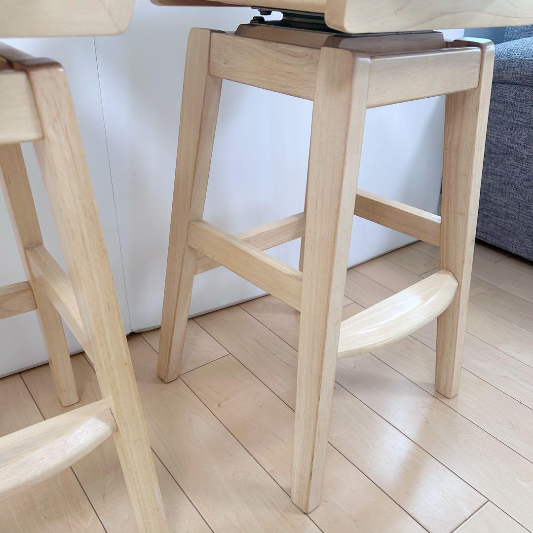 回転式ハイチェア　木製　曲木加工　天然木　無垢材　グリーン