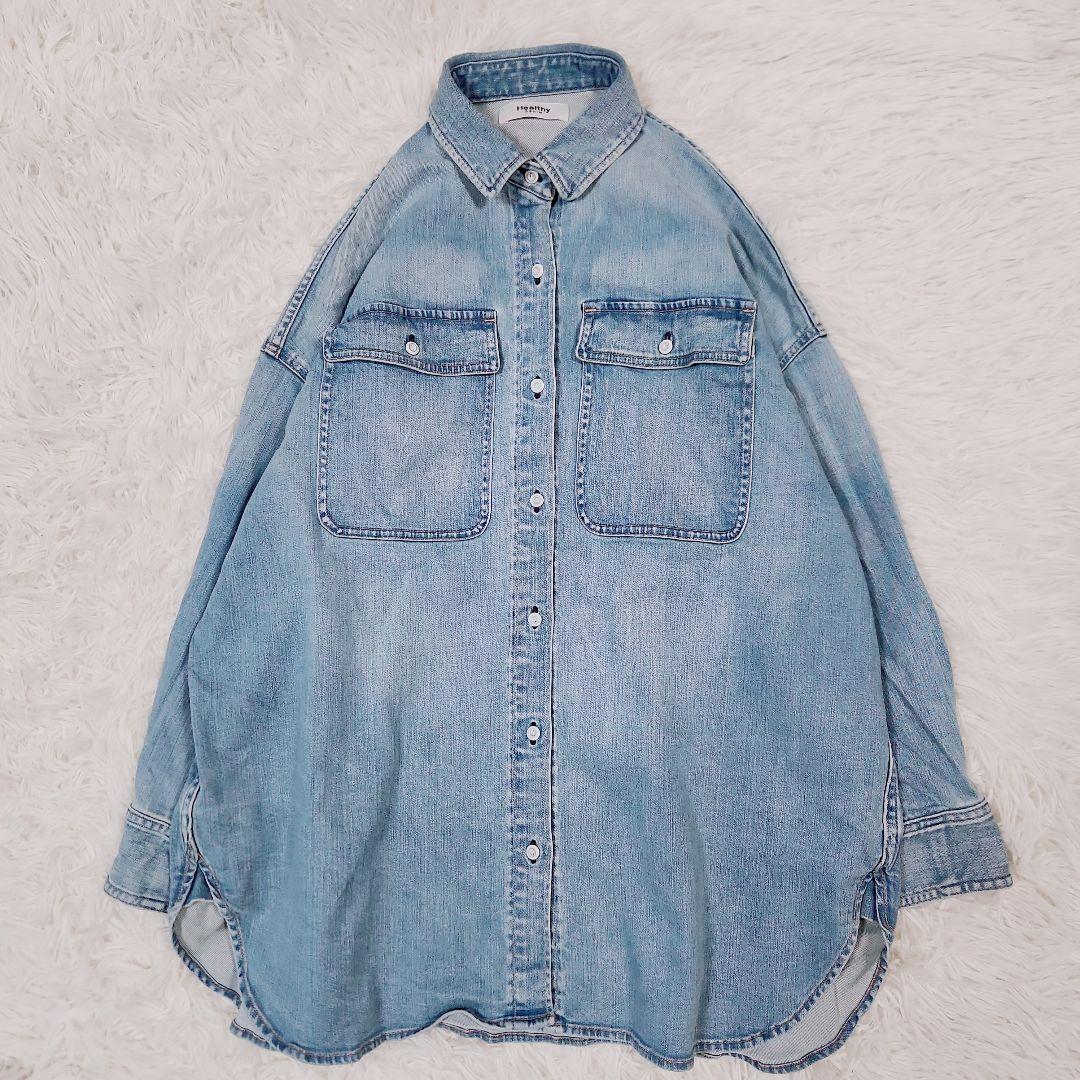 桜*丸様 美品 ヘルシーデニム デニム シャツ Almond ライト ブルー サ