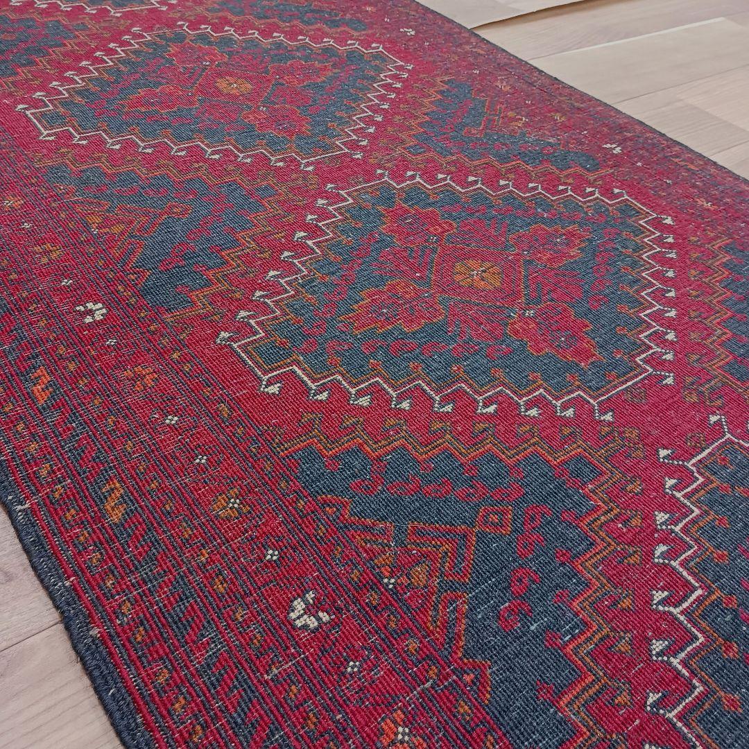 Y2745 アフガン絨毯 ウール100% 手織り ランナー 276×82㎝