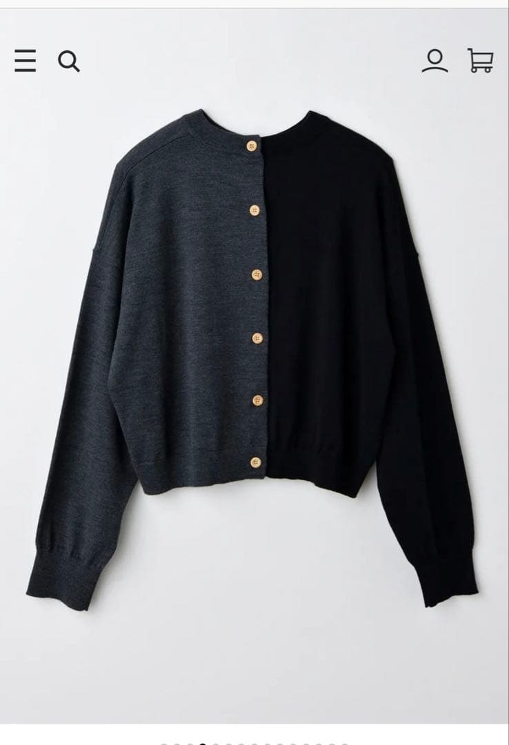 2025 ENFOLD バイカラー カーディガン ブラック グレー