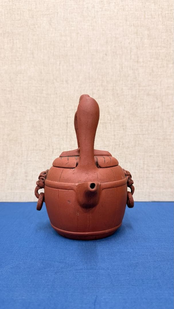 【在銘】紫砂 提梁壺｜獅子面環装・古作風合｜一点物 幅約12・高さ約17