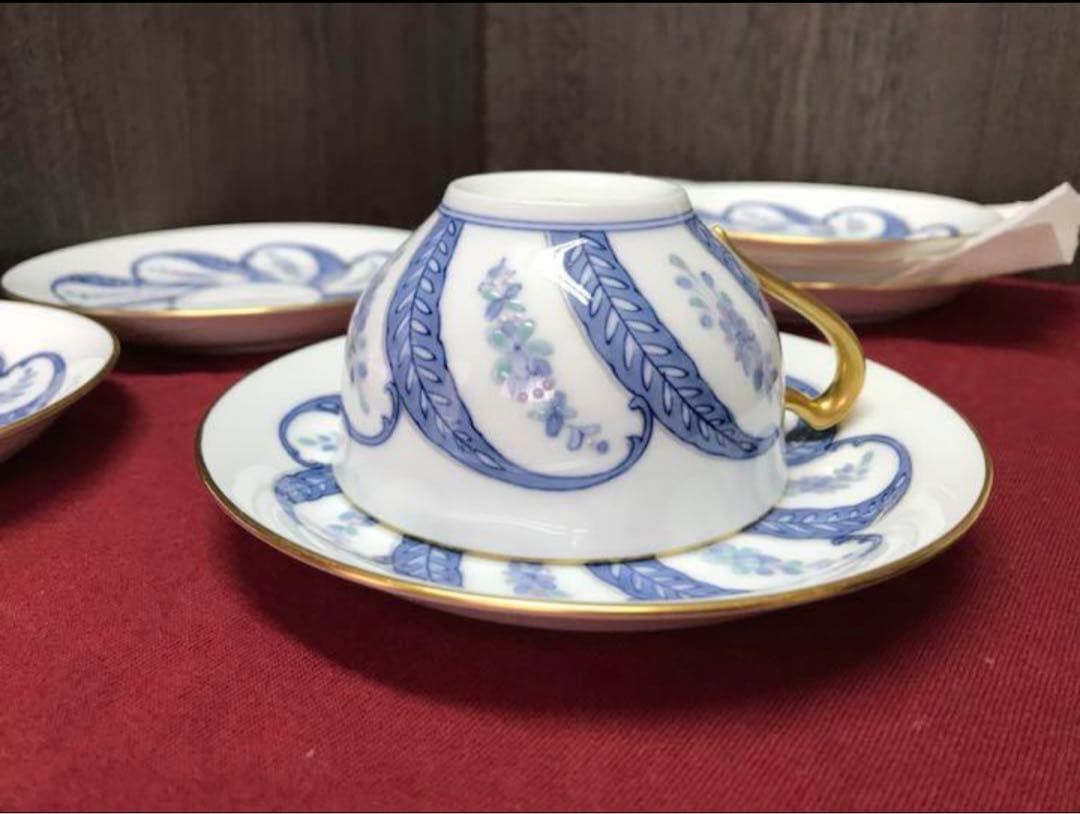 オオクラトウエン 大倉陶園 呉須更紗ティーカップ　極美品　六脚セット