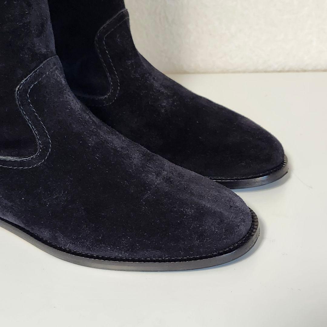 美品 ジミーチュウ BREE FLAT 37 ブラック スエード　ロングブーツ