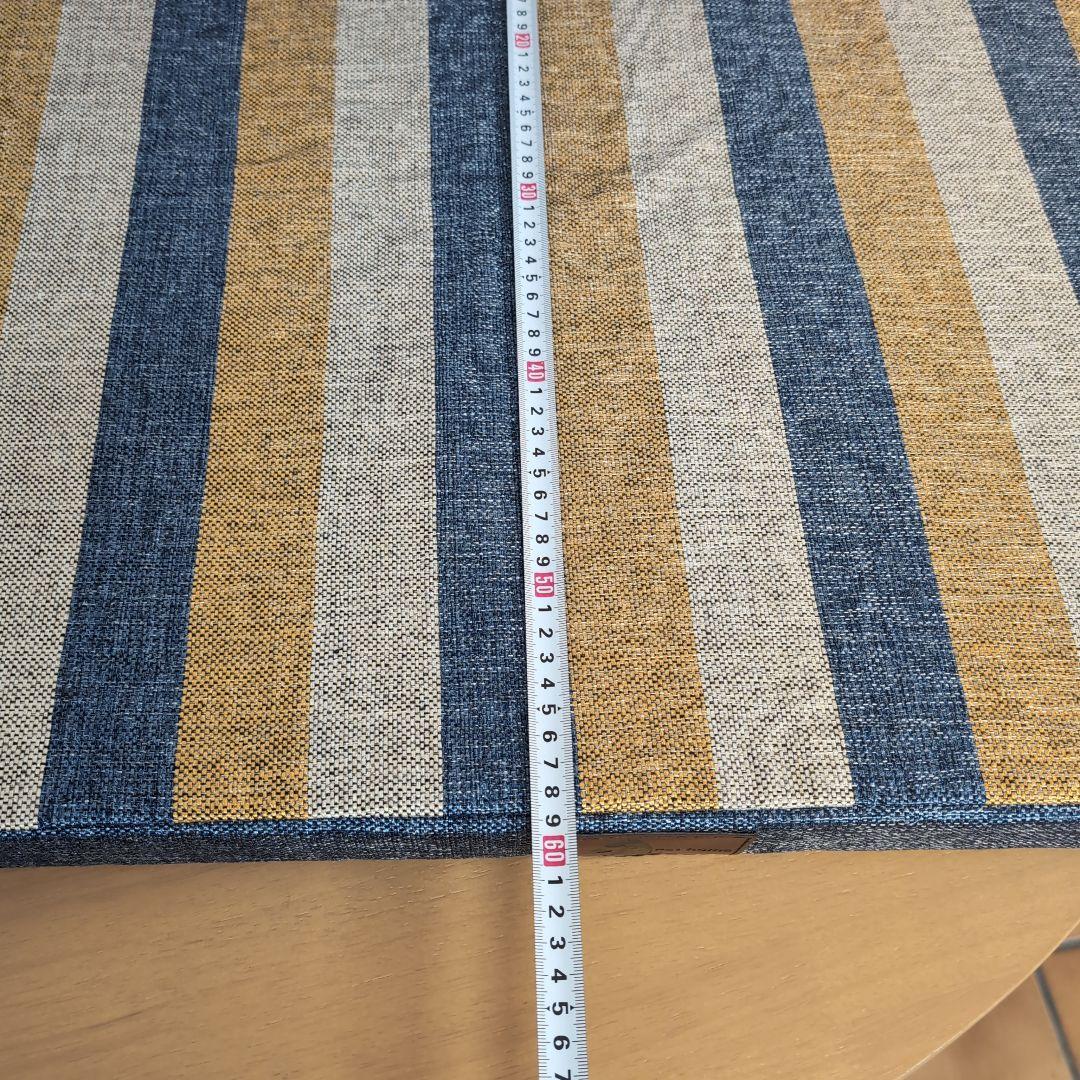 L字型犬猫用ベッドクッション 青黄ストライプ