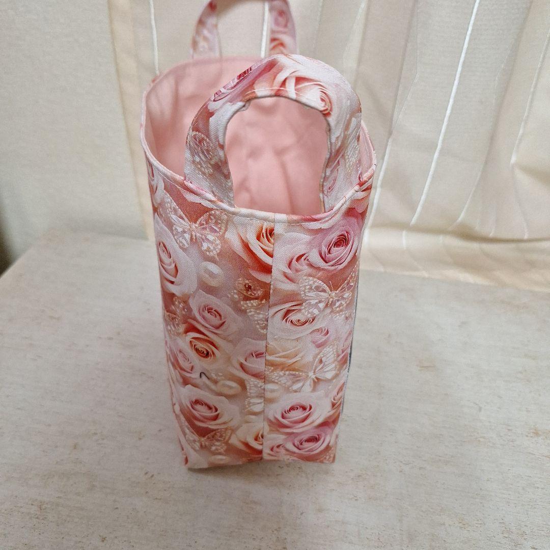 激レアねこと女の子パネル生地　ハンドメイド　まちなしバッグ　布バスケット