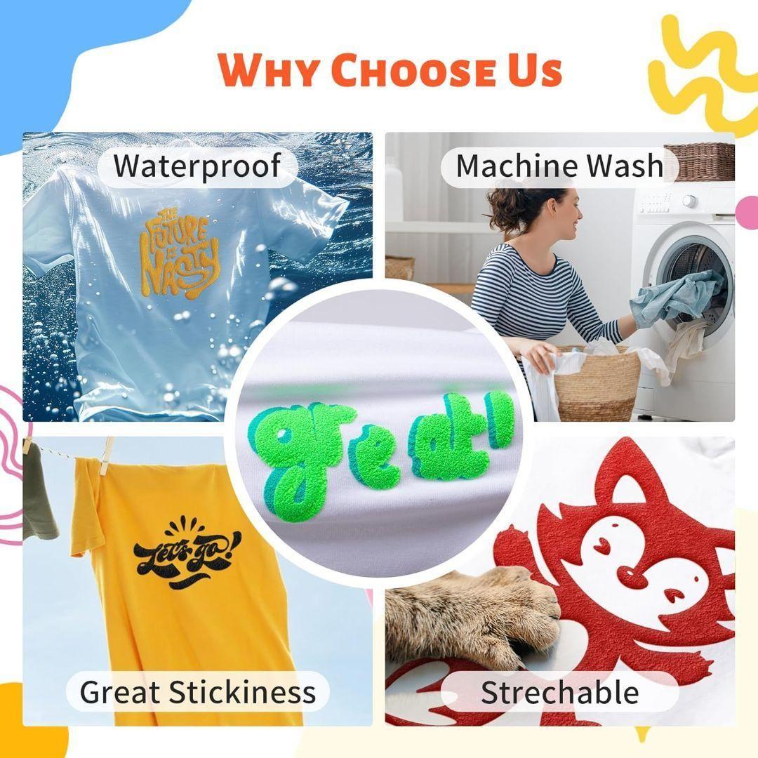 3Dパフ アイロンプリントシート 熱転写ラバーシート PU素材 DIY用