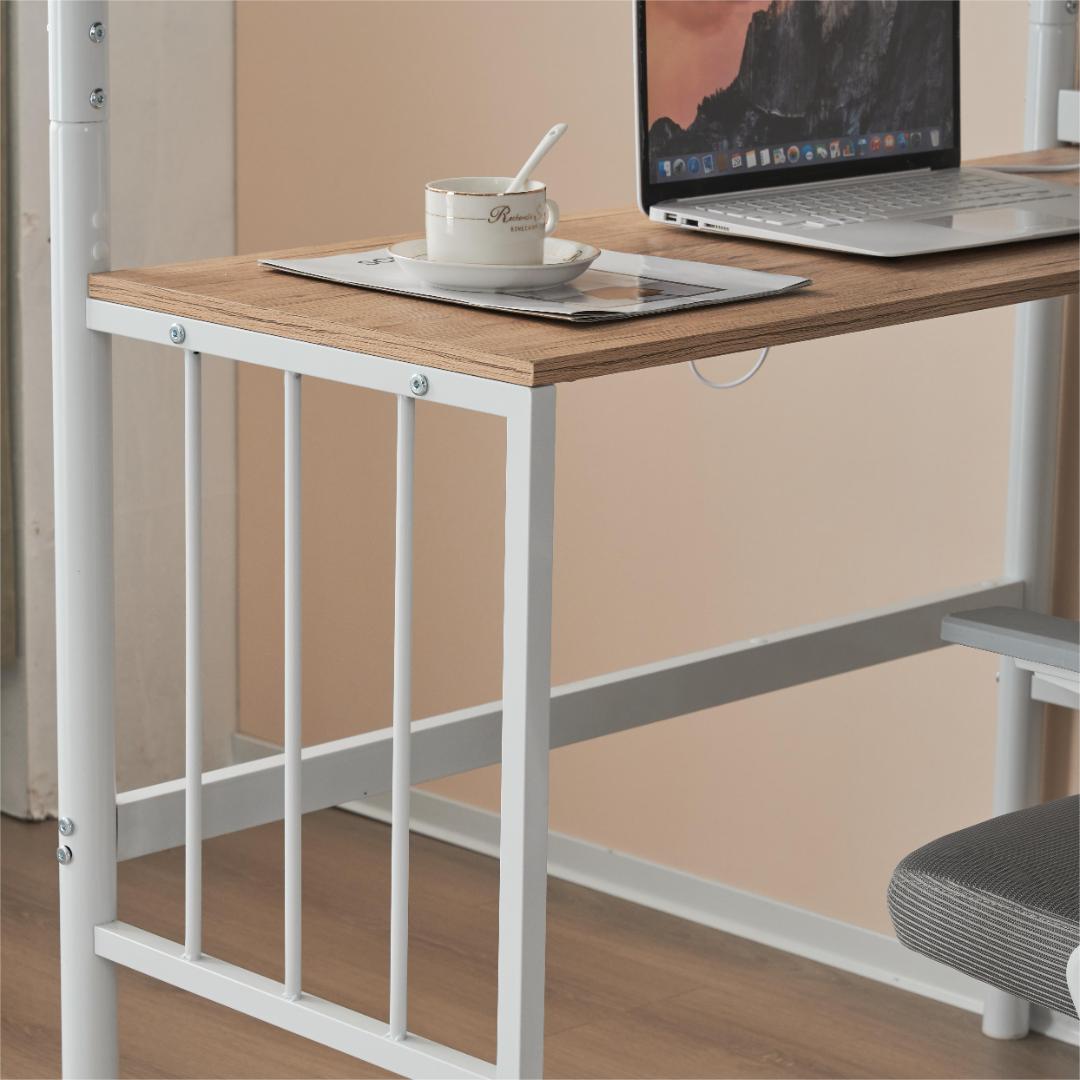 かほく！ロフトベッド パイプベッド シングル 木 収納 北欧風　ホワイト