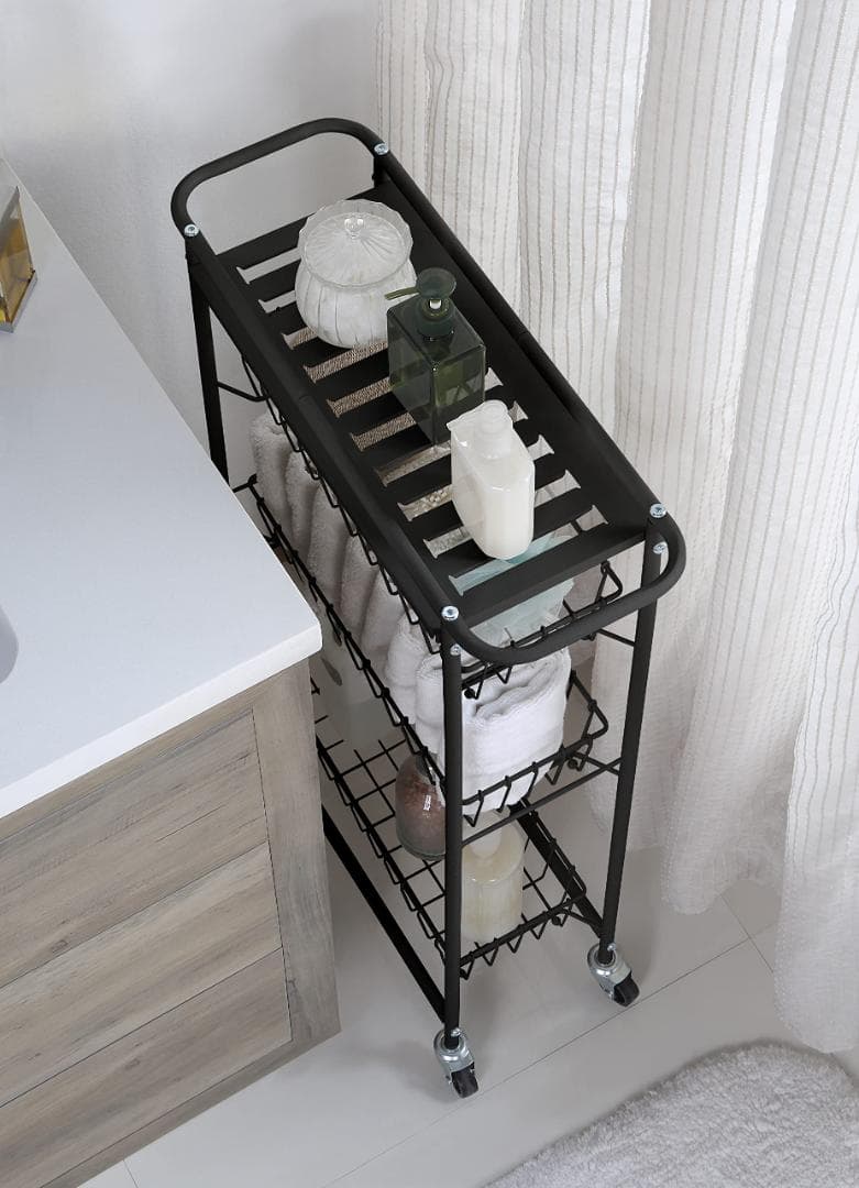 スチール製 ラック スリム 隙間収納 収納ワゴン キャスター付き