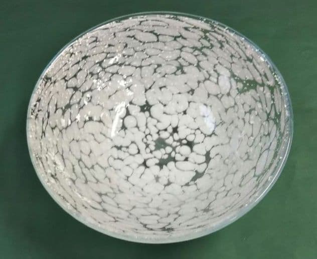 茶道具 平茶碗 ガラス 硝子 白粒子 中村真紀 吹きガラス