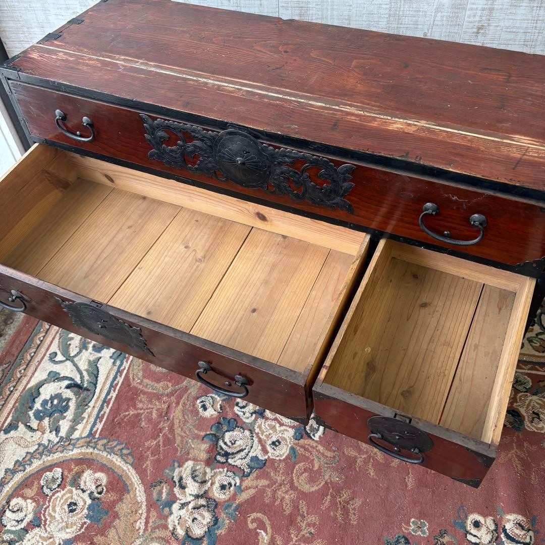 昭和レトロ 古家具 大型 仙台箪笥 4段9杯 引き出し箪笥 和箪笥 ビンテージ