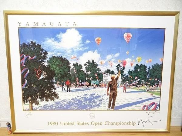 美品 ヒロ・ヤマガタ USオープン 印刷ポスター 直筆サイン入り ゴルフ