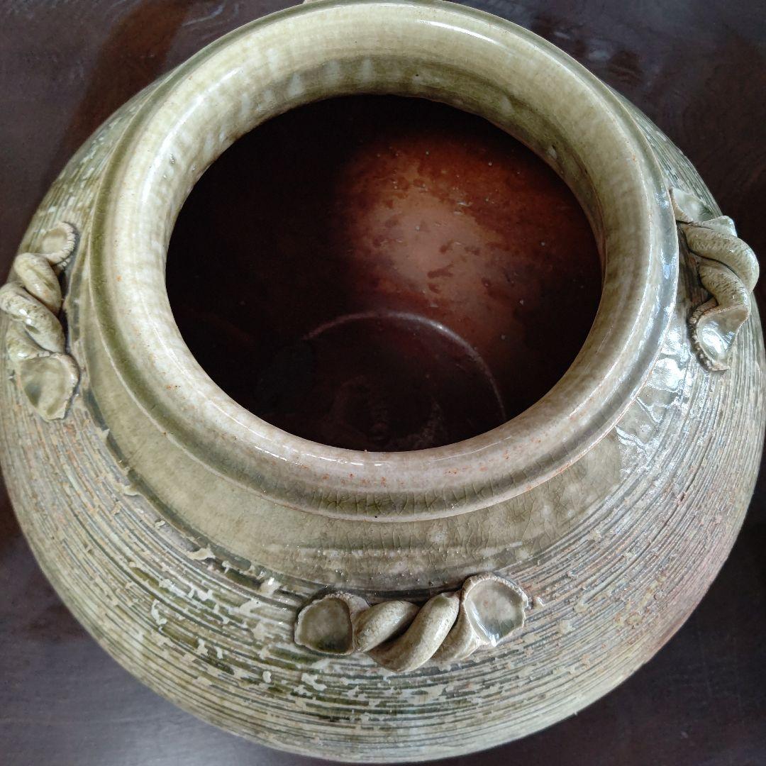 陶器製丸型容器 取っ手付き