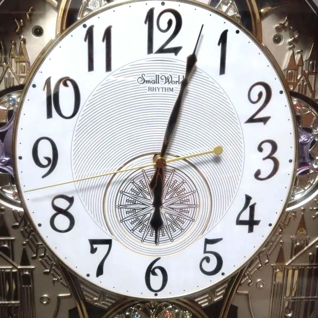 リズム 掛け時計 からくり スモールワールド メロディ 茶 (木目)