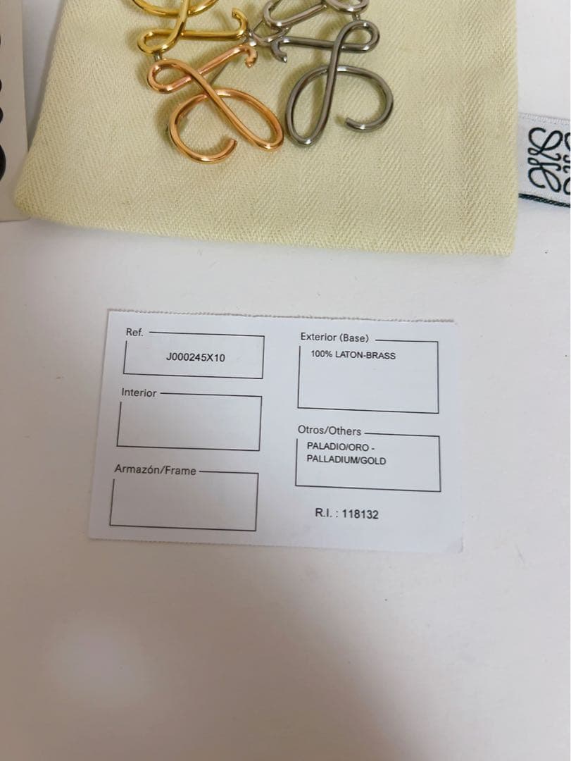 ロエベLOEWE ブローチ　アナグラム　ゴールド シルバー ピンクゴールド