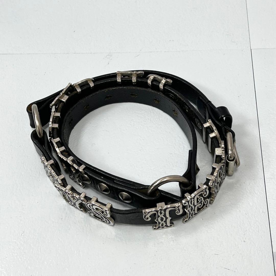 y2k ヒステリックグラマー スタッズ シルバーロゴプレート ベルト ブラック