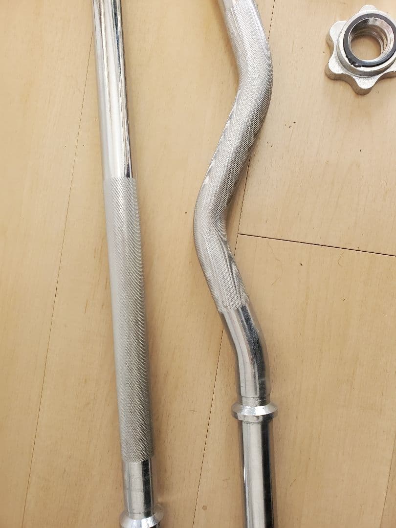 バーベルシャフト 140cm Wバー 120cm セット カラー4つ 筋トレ