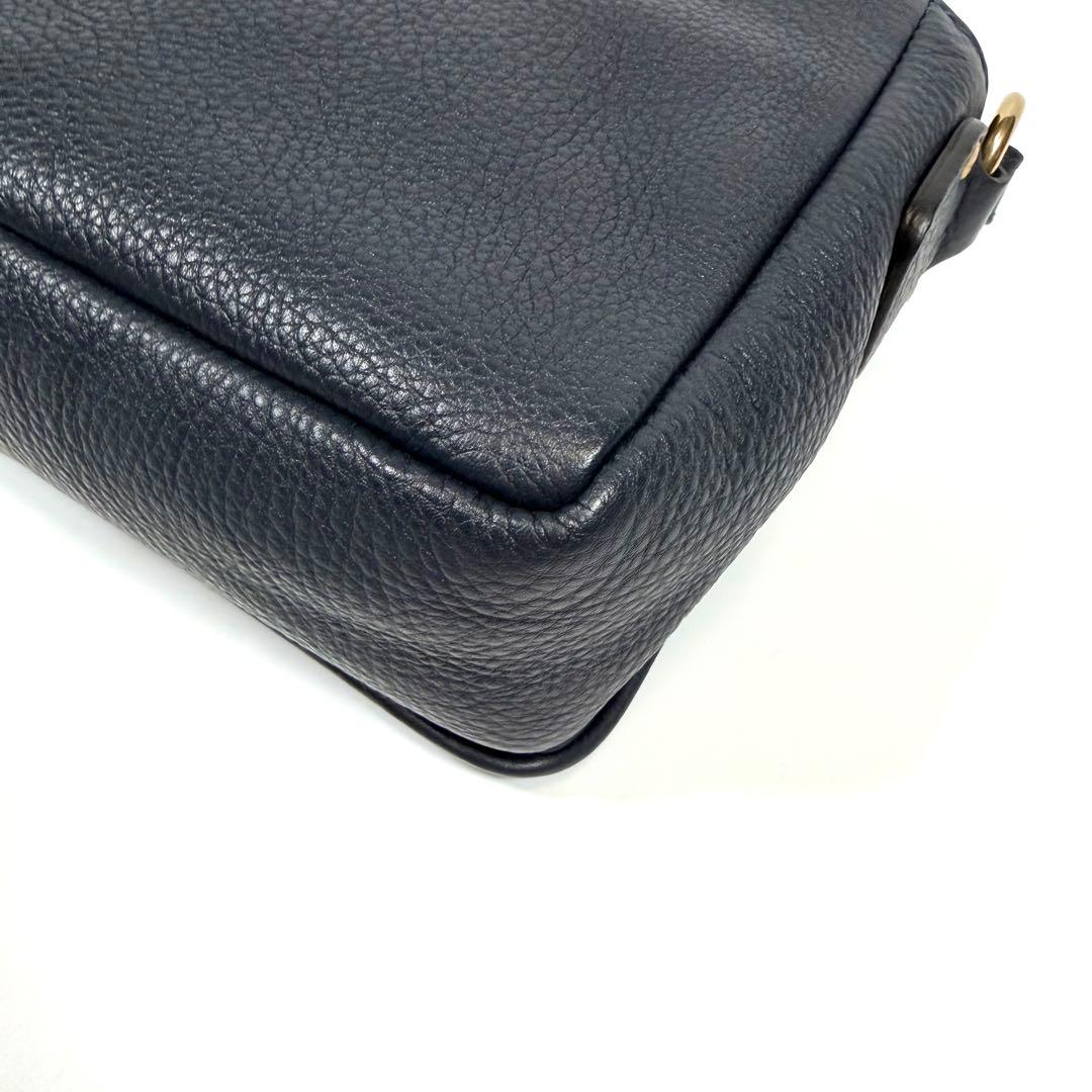 【未使用級】【近年】フェリージ　ショルダーバッグ　シボ革　タッセル　ネイビー