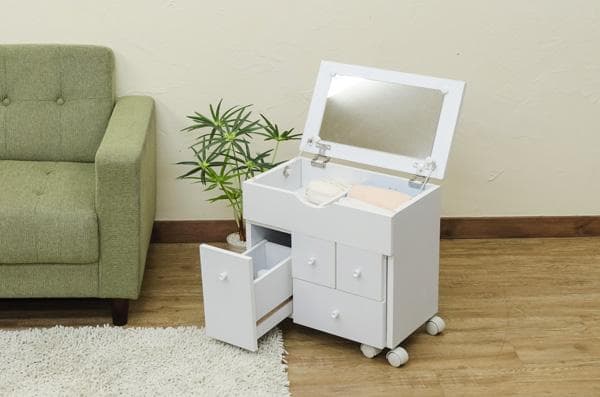 《新品・送料無料》スライド式コスメワゴン　DBR/WH