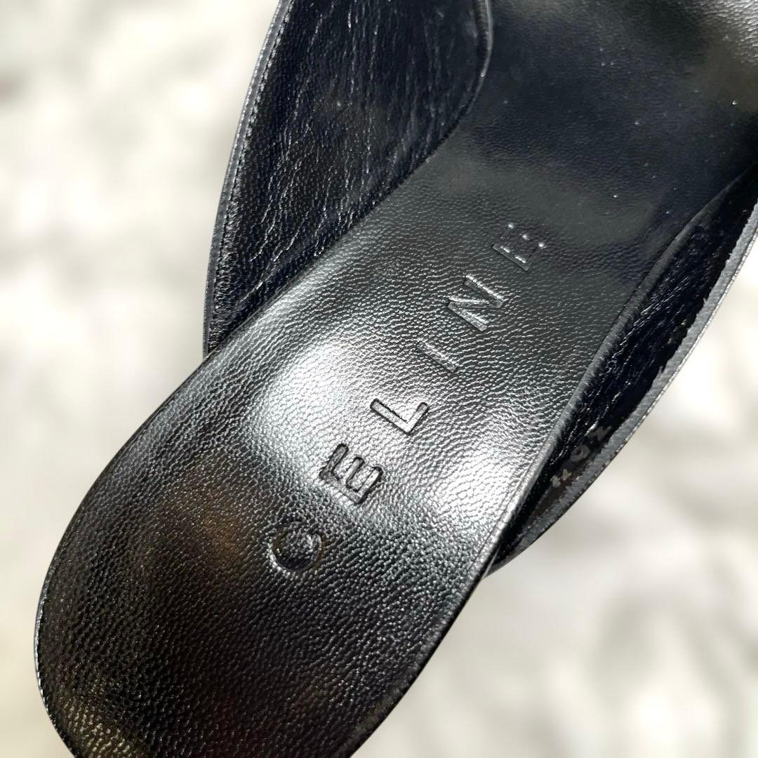 CELINE ブラック ポインテッドトゥ ミュール