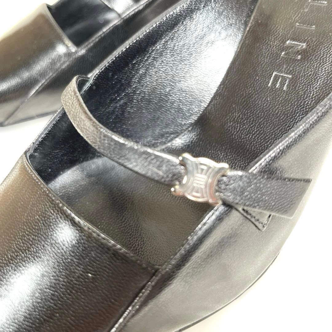 CELINE ブラック ポインテッドトゥ ミュール