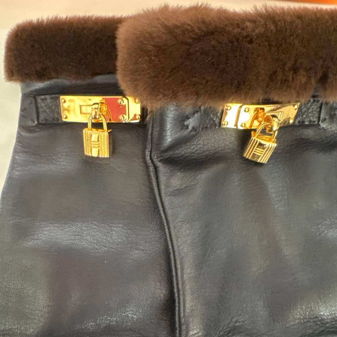 エルメス☆ケリーファーレザー手袋BLACK