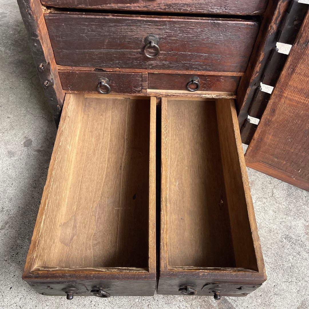 骨董 時代箪笥　船箪笥　銭箱　帳場箪笥　欅製　江戸期　古家具　古道具