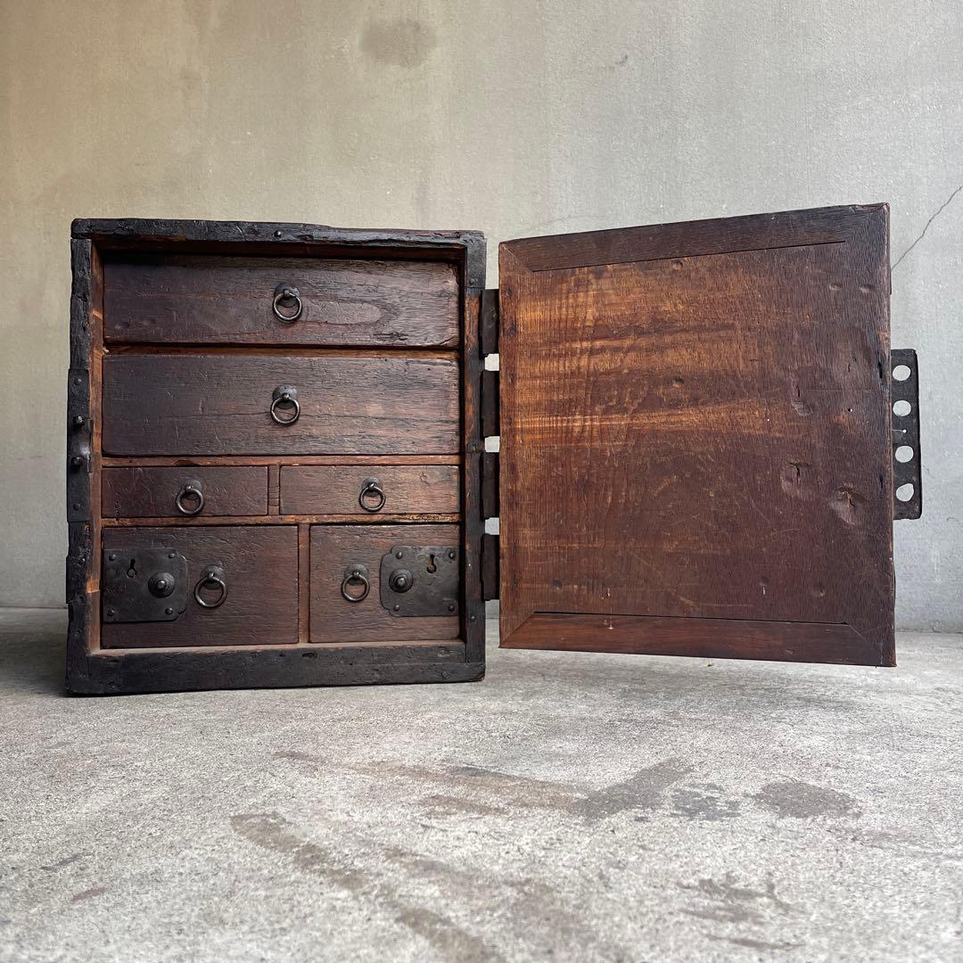 骨董 時代箪笥　船箪笥　銭箱　帳場箪笥　欅製　江戸期　古家具　古道具