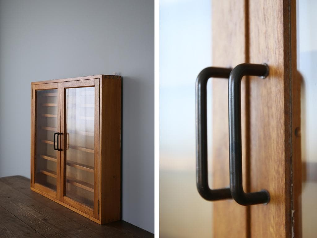 英国アンティーク木製ディスプレイショーケース/壁掛けコレクションボックス69-2