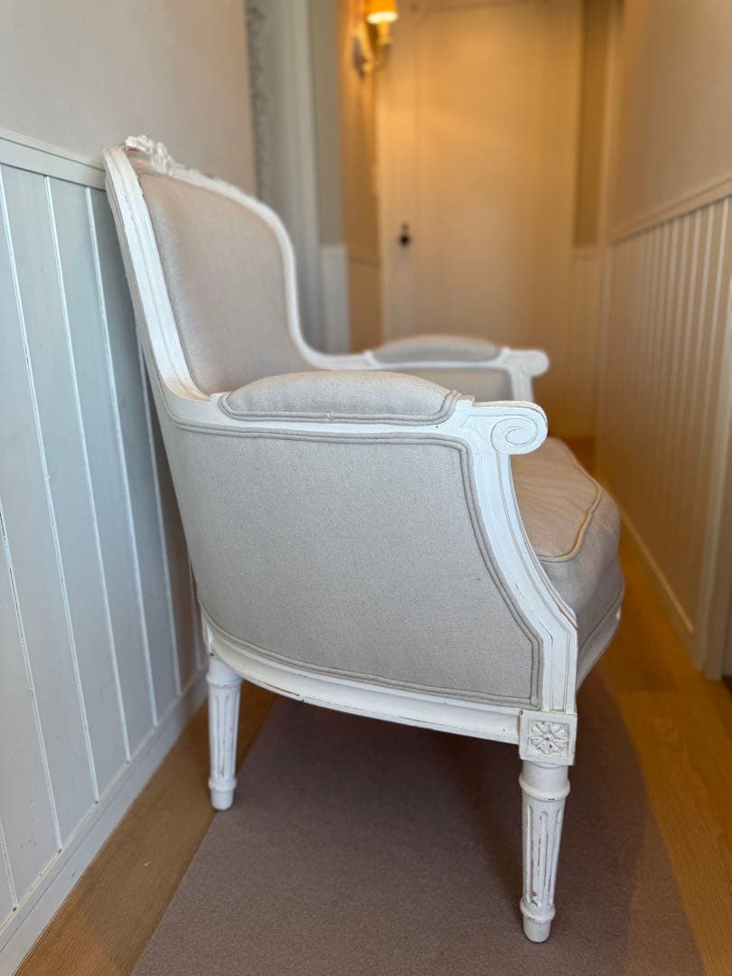 サラグレースデビューシリーズフレンチスタイルホワイトリネン 1人掛けソファ