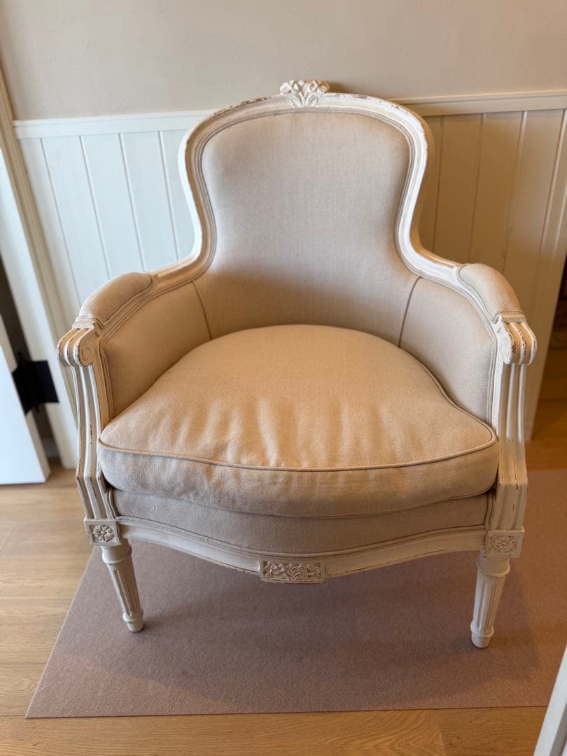 サラグレースデビューシリーズフレンチスタイルホワイトリネン 1人掛けソファ
