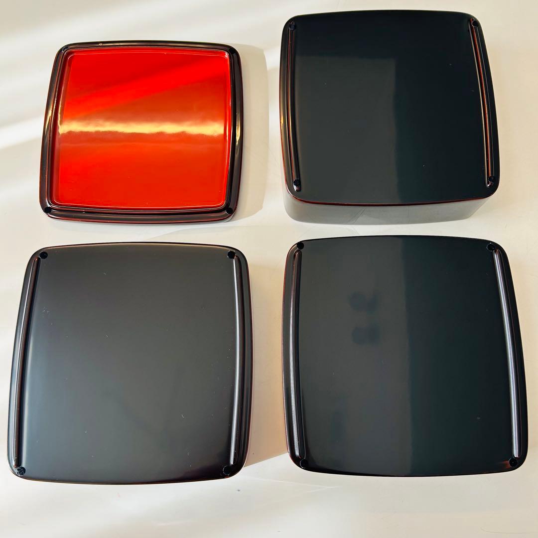 美品　高級　越前塗　3段重　木製　6寸 胴張　留内朱　渕金