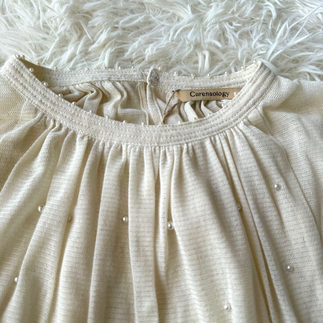 【新品未使用】カレンソロジー　コットンチュールパールブラウス　ホワイト