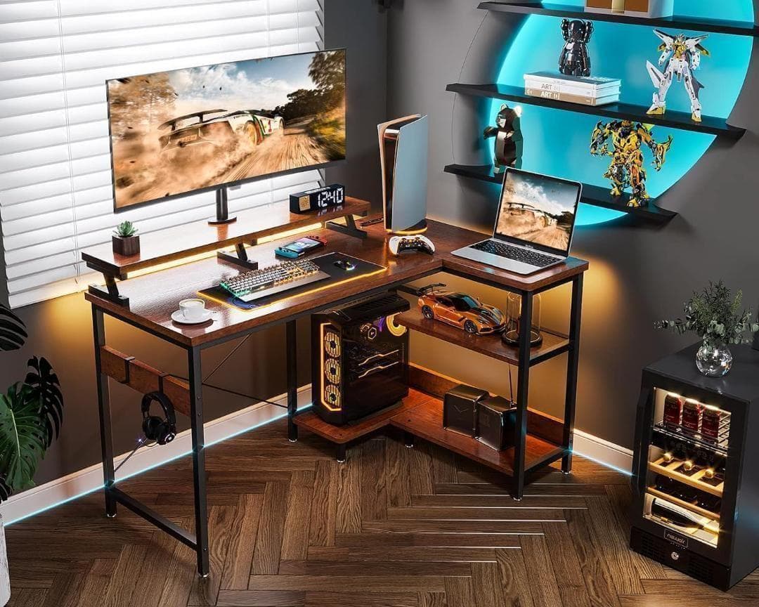 【M3100-168-120】パソコンデスク L字型　幅120cm コンセント付