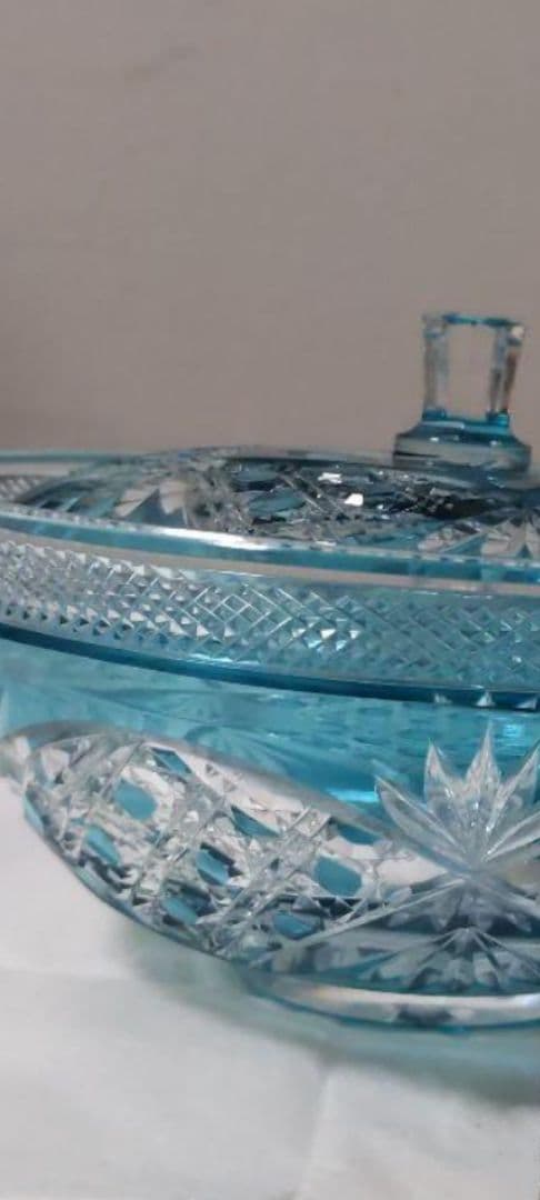 切子　松添春義作　蓋付クリスタルガラス　希少