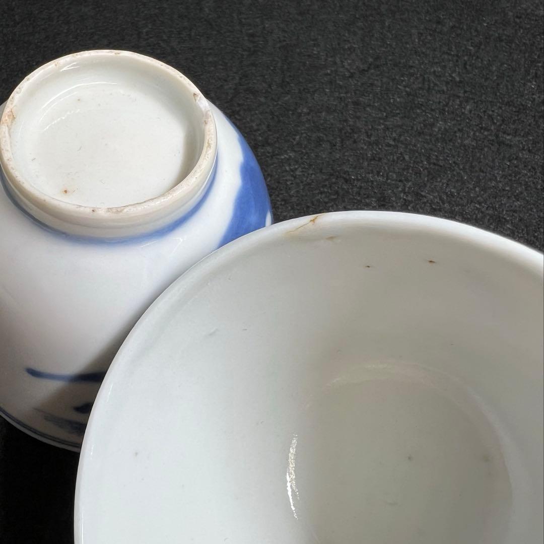 中国清時代　青花人物画煎茶碗5客　口径約7㎝　東Y8-0205☆2Fトヒカ