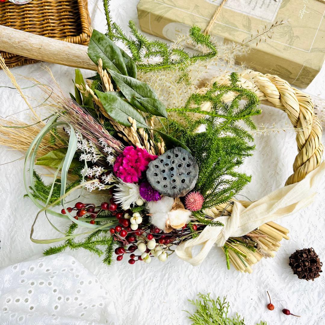 向き4種類　スワッグになるしめ縄　しめ縄スワッグ　しめ縄リース