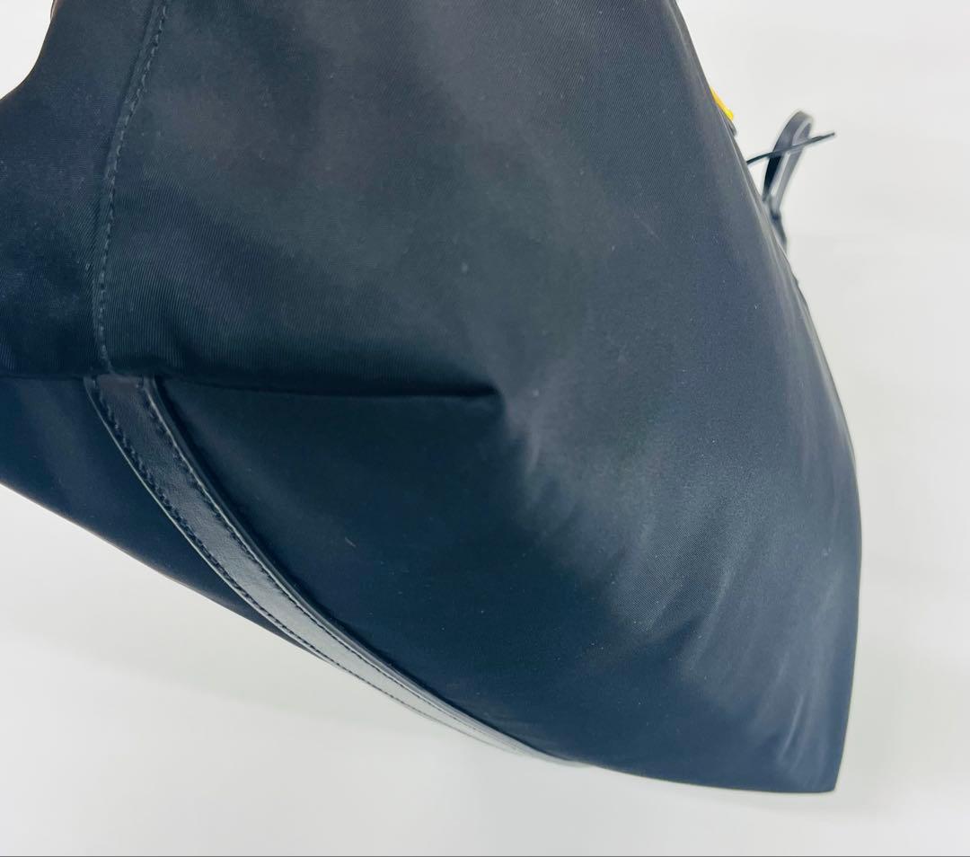 【美品】PRADA 黒 ナイロン レザー ハンドバッグ 2WAYショルダー付