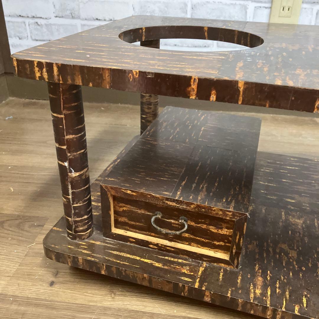 B-4 昭和レトロ 伝統工芸 樺細工風 ポットワゴン キャスター付 和家具