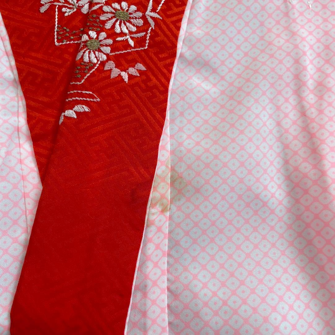 七五三用 赤色 花柄 和風衣装 鞠 着物 襦袢