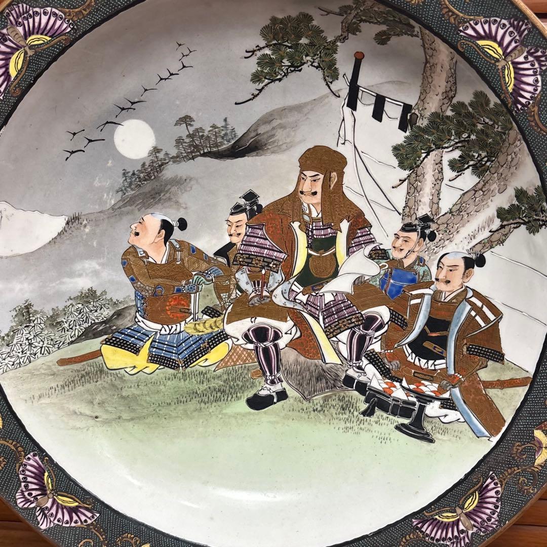 明治時代頃◎九谷焼　武者絵　大皿