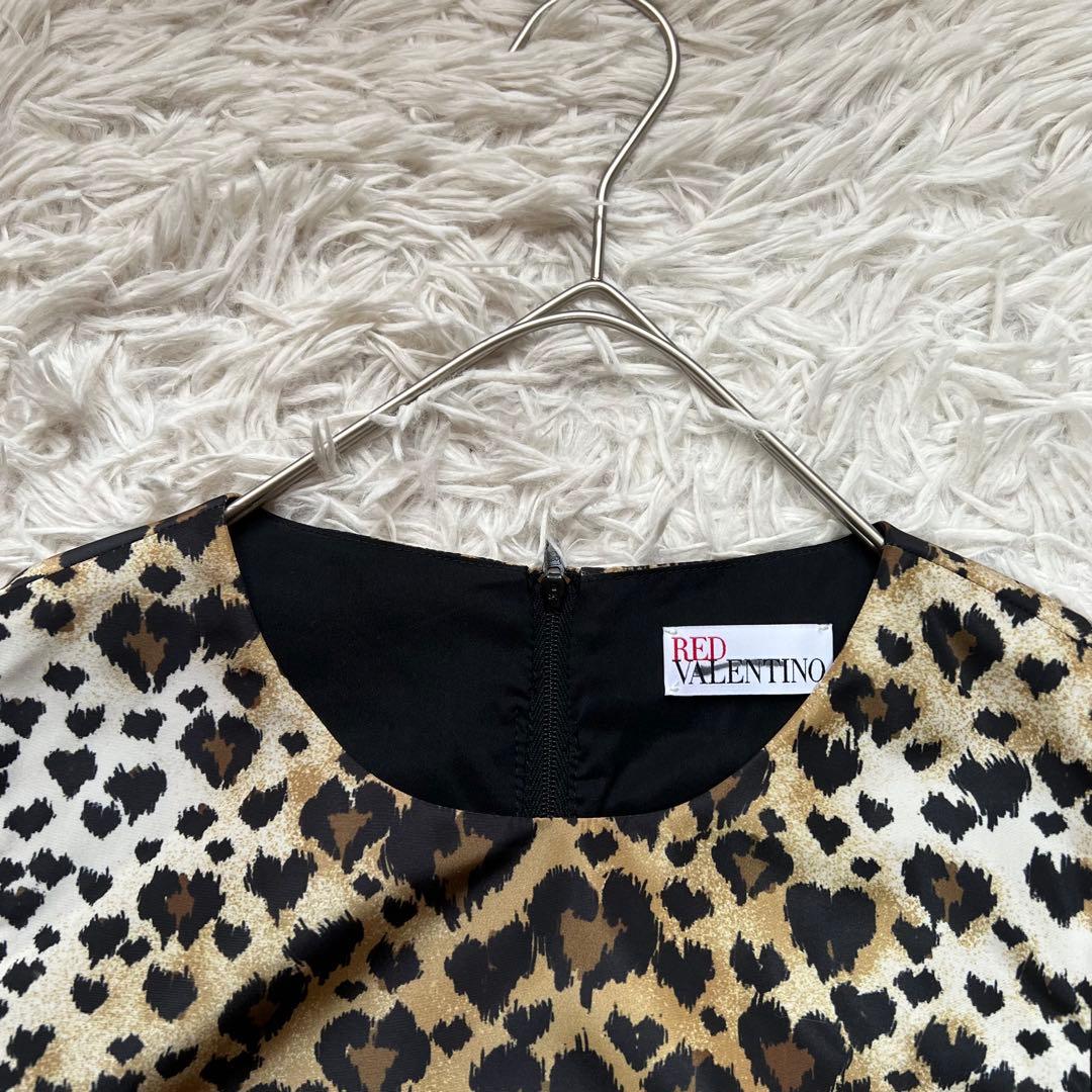 レッドヴァレンティノ ワンピース レオパード オーストリッチフェザー 38