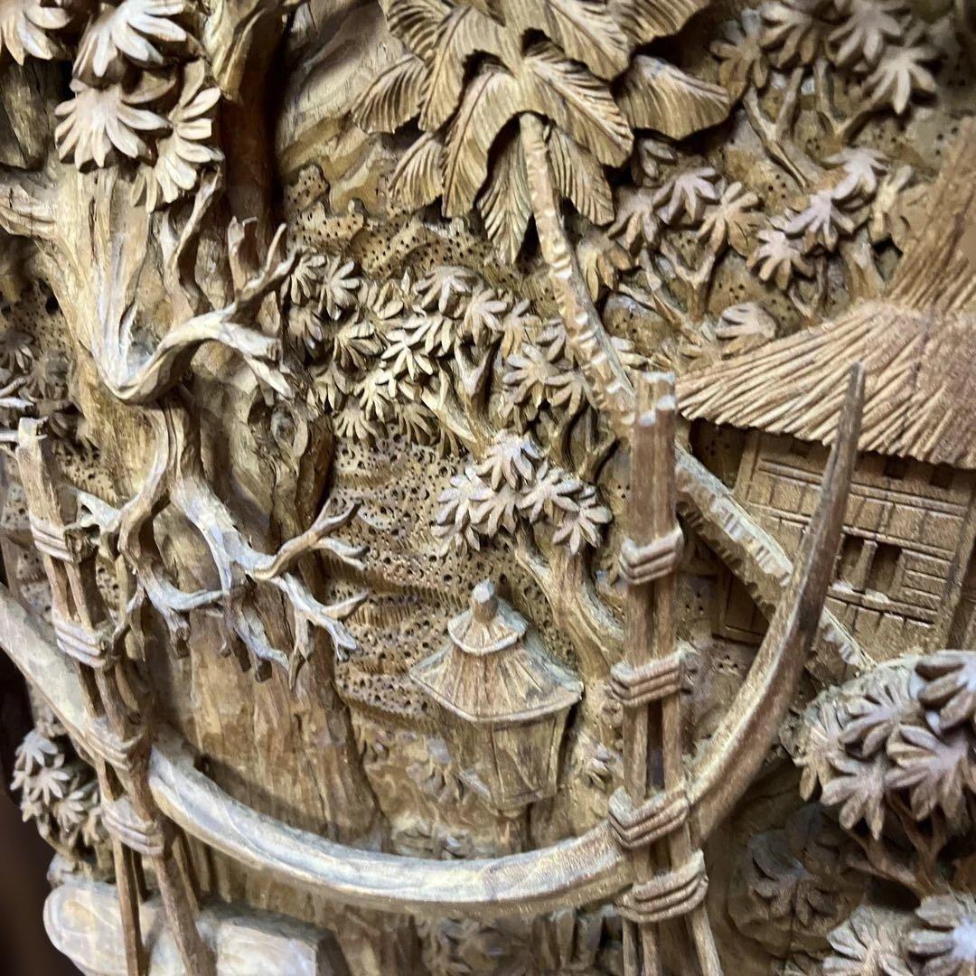 時代　木彫　浮き彫りの額B 約95.5×49.2㎝　東さ8-0131②