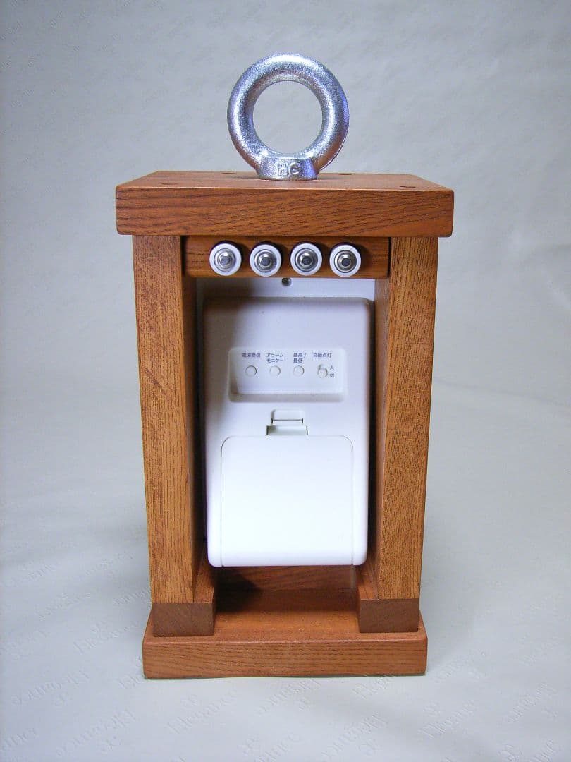 V012総欅板材M16アイボルト付電波目覚まし時計（カシオTQT−351NJ使用