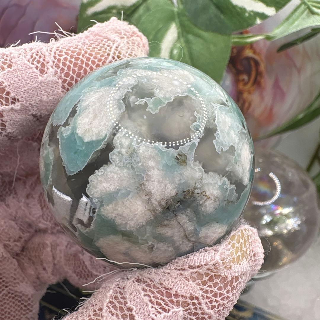 asuka様高品質 グリーン桜瑪瑙パームNo.1883