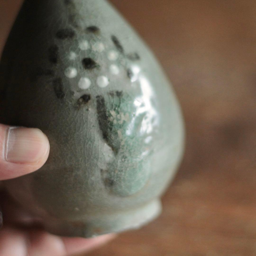 高麗青磁 白黒象嵌 徳利 酒器 古美術 古道具 アンティーク 朝鮮美術 高麗美術