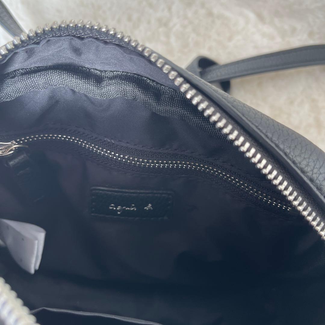 アニエスベー agnes.b ブラックレザーショルダーバッグ